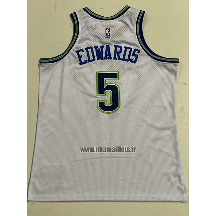 Maillot Minnesota Timberwolves Anthony Edwards NO 5 Mitchell & Ness 2023-24 Blanc